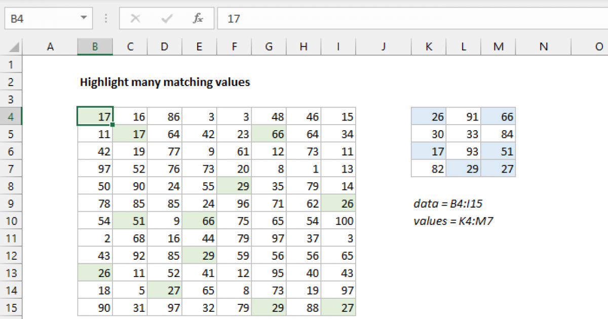 Highlight Matching Words In Excel